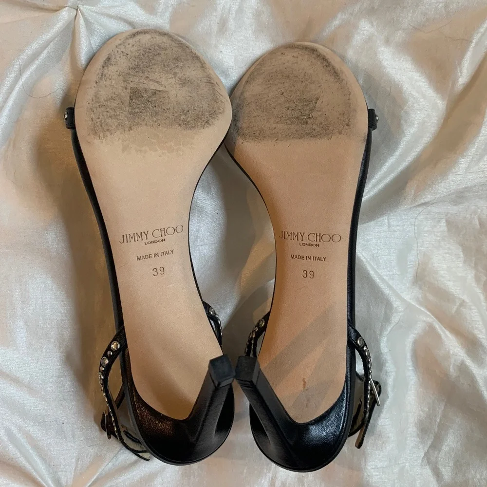 Jimmy Choo Black /Silver Studded Sandals sz 39